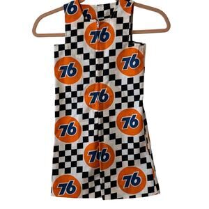 Hand Made Union 76 Gas Logo Checkered Flag Little Kids Romper